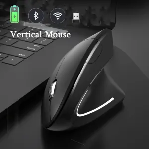 Möss laddningsbara ergonomisk vertikal mus trådlös Bluetooth Mouse USB Optical Gaming Computer Dual Mode Mouse för bärbar dator Desktop