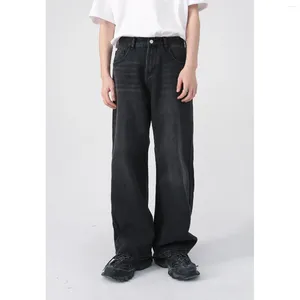 Jeans masculinos Personalidade coreana Pontas retas de perna larga 2024 Moda Autumn Inverno Vintage Male calça 9A5577