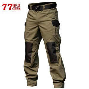 Pantaloni pantaloni cargo uomini tattici militari multipli tasche da jogging bomber pantaloni neri ginocchiera