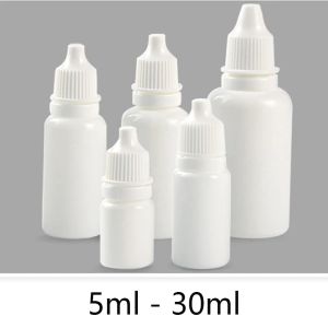 Flaskor 5 ml 10 ml 15 ml 20 ml 30 ml tom vit droppflaska eterisk olja droppbehållare små resor plastförpackningar gratis frakt