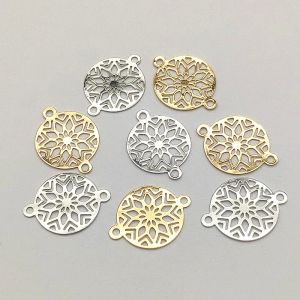 Kolyeler Yeni Varış! 24x18mm 100pcs El yapımı kolye/küpe DIY parçaları için pirinç cazibe çiçek konektörleri, takı bulguları