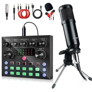 BM800 Condenser Microphone Kit с аудио миксером для микрофона StreamingVoice Changer для живого подкаста оборудования Bundlekarakeoke 240411