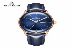 REEF Tigerrt Luxury Dress Watches Blue Leather Brand Convex Lens Glass Men for Men RGA8238 WRISTWATCHES5931184