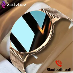 Relógios Zodvboz 2023 Novo relógio inteligente Round SmartWatch Bluetooth Calls Watches Men Women Fitness Bracelet Custom Watch Face +Gift Box