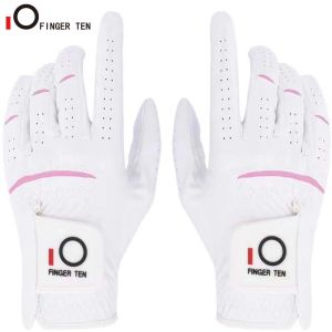 Gloves White Golf Gloves Women Cabretta Leather XS S M L XL Wet Hot Cool Grip Ladies Left Right Hand Glove Drop Shipping