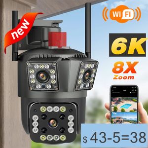 HD 8MP PTZ WiFi 4K Camera 6K 12MP Tre skärmar 8x Zoom Säkerhetsskydd Motstånd Mänsklig detektion Utomhus IP CCTV Survalance 240419