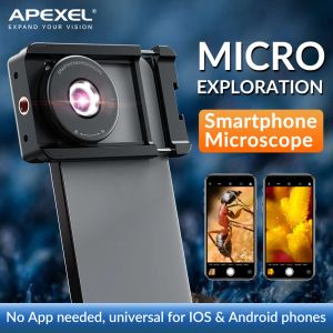 Filters ApExel HD Portable 100x Microscope Lens för mobiltelefonförstoringsmakrofelins med CPL Filter Universal Clip -smartphones