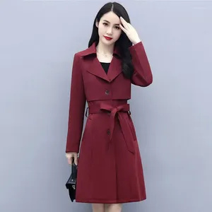 Женские траншевые пальто весеннее осенние пальто Женщины мода корейская одноразовая средняя длина 2024 г. Олкологи