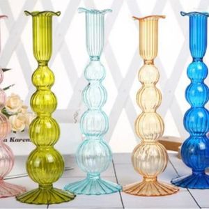 Candle Holders Nordic Retro Creative Glass Candlestick Home Decor European Classic Candles Posed Furnishing Articles