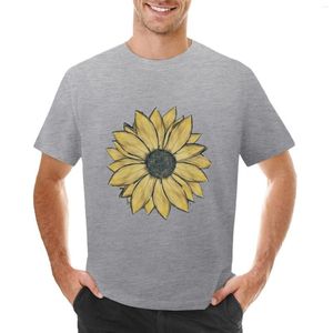 Polos da uomo dipinto di girasole WaterColor Artwork T-shirt estate