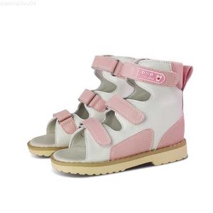Slipper Made Girls Sandals Summer Kid Kid Orthopedic обувь для детей Розовая кожаная плоская пластинка клуба