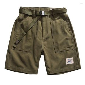 Shorts maschile retrò di carico a colore solido da donna Street sciolto tasche casual tasche estate pantaloni corti giornalieri con cintura