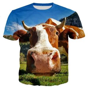 Koszulka damska Śliczna i zabawna krowa zwierząt nadruk 3D Męskie modne mody T-shirt Sportswear Summer Lose Lose Short Sleeve 240423