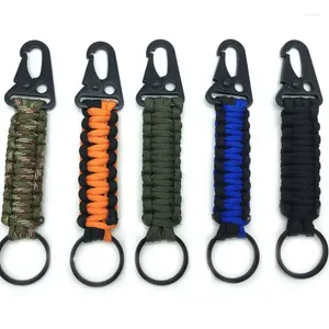 Keychains Survival Keychain Ring Camping Carabiner Paracord Cord Rope Kit Emergency Knot Apple Opener Tool