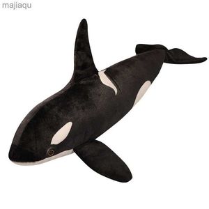 Plush Dolls New Lifelike Orcinus Orca Black Killer Whale Plush Toys Big Fish Cloth Doll Shark Stuffed Sea Animals Children Birthday GiftL2404