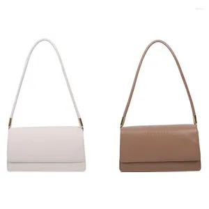 Shoulder Bags -2 Pcs Women Baguette Handbags Soild Colour AII Match Ladies Underarm Female Armpit Bag White & Khaki
