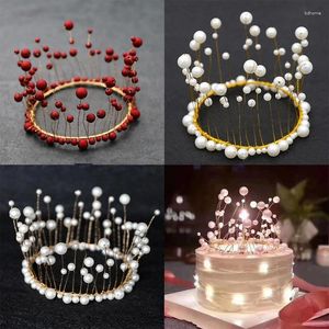 Party Supplies Artificial Pearl Crown Cake Topper Home Restaurant Baby Shower Birthday Decor