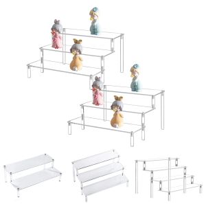 Racks transparente Acryl -Display -Ständer Shelf 2/3/4 TIER RISER -Speicherhalter für Amiibo Funko Pop -Figuren Cupcakes Parfüm Organizer