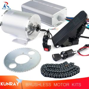 Del Kunray Electric Bike Brushless Motor med Controller Conversion Sats 36V 1000W med pedal för Scooters Gokarts Motor 3000W 72V