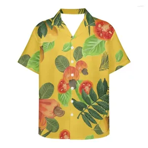 Camisas casuais masculinas camisa de tomate para homens frutas 3D Impresso de manga curta masculino com botão de lapela de moda de moda de tamanho grande camiseta de tamanho grande