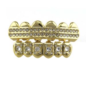 18K diamond plated hip-hop braces vampire fangs tiger teeth metal Halloween dentures Teeth Grills