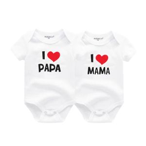 Jednoczęściowe Kiddiezoom 2 szt./Lot Four Seasons I Love Papa Mama nowonarodzona dziewczyna body miękkie 100%bawełniane dziecięce bliźniacze ubrania