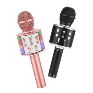 Microphones Kid Microphone Karaoke Handheld LED Flashing Audio Wireless Bluetooth One Machine Portable Speaker Birthday Christmas Gift Party