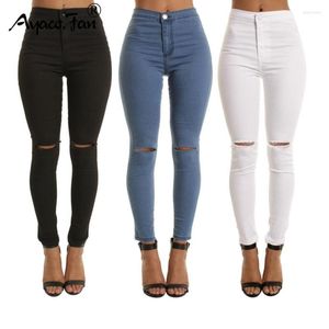 Женские брюки с высокой талией повседневной джинсовой джинсы