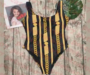 Swimwear plus size for Women Textile Gold Chain Print Womens Swimsuit Brand Ladies One Piece Bikini8507637