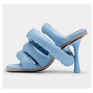 2024 Kvinnor Summer NY Square Head Fish Mouth Fashion Slim High Heel Sandals Sexig Walk Show Muller Shoes High Heel Slippers