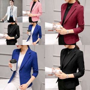 Pocket , Slim Fit Long-sleeved Korean Style Ladies Office Jacket, Blazer Traf Tangada 220402 Jacket
