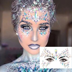 Dövmeler 3D Yüz için Parlak Çıkartmalar Yüz Çıkartma Takı Sticker Makyaj Makyaj Yüz Kristalleri Dekorasyon