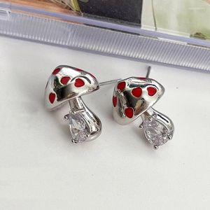 Stud Earrings Korean Charm Copper Mushroom Zircon For Women Fashion Retro Hip Hop Punk Geometric 90s Aesthetic Jewelry Gifts