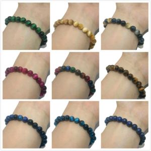 Strands 6 8 10 MM Natural Stone Beads Agates Tiger Eye Lapis Lazuli Jades Bracelets For Women Men Yoga Transfer Luck Bracelet Femme