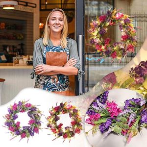 Dekorative Blumen Sommerkranz Lavendel Innenausstattung Anhänger Hochzeitsblume Home Veranda Fenster Saugnäume Tassen