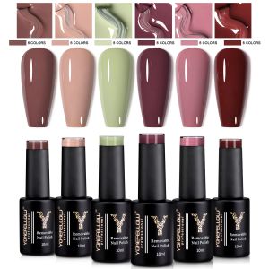 Kits 10ml Nude Color Gel Nail Polish Set Autumn Semi Permanent Soak Off UV LED Gel Varnishes For Manicure Nail Art Gel Matte Top Coat