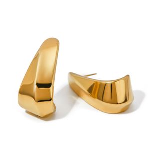 Instagram Cool Wind 18K Gold rostfritt stålörhängen för kvinnor Geometrisk krökt krokform Slätfest mode smycken gratis frakt