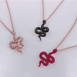 Jóias de grife para mulheres colar de diamante em ouro banhado, com caixa, novo colar de prata 925 Snake Full Diamond Animal Gobra de alta qualidade Colar de luxo