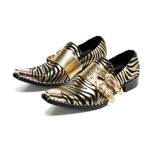 Золотая свадьба на высоком каблуке итальянская кожаная обувь накапливается на моде формальные лоферы мужские крокодиловые узоры оксфордские туфли для мужчин для ботинков для мальчиков.