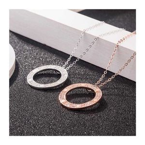 Original designer Carter single ring big cake Necklace S925 Sterling Silver Plated 18k rose gold fashion brand screw necklace with clavicle chain