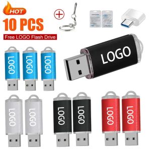 Drives 10pcs/lote de logotipo personalizado USB Drive flash 2.0 Preço por atacado Pendrive 1 GB 4 GB 128MB 512MB Memory Stick Stick para presentes de fotografia