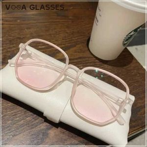 Solglasögon 2024 Nya Korea Super Large Postgraduate Solglasögon Pink Powder Pulver Powder Blusher Glasses mode Datorglasögon Kvinnor Blue Light Blocking J240423