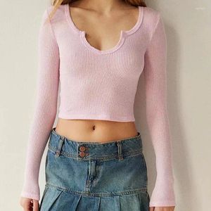 女性用Tシャツかわいいレースステッチミルクマイドテクスチャリブ付きリブ付きニットトップピンクホワイトコケット美学長袖トップロリータTシャツ