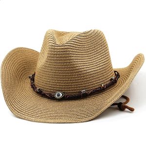 Summer Western Cowboy Hat Men Women Fashion Outdoor Beach Sun Caps Straw Hat Sombrero Hombre Cowgirl Jazz Cap 240323