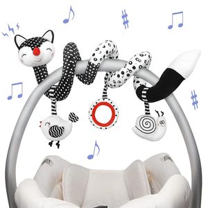 Baby Spiral Plush Toys Black White Stroller Stretch Activity Car Seat Hanging Rattle Crib Mobile Sensory for born 240415