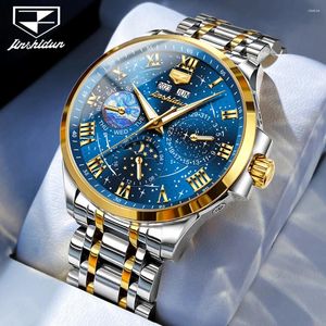 Orologi da polso JSDUN 8957 Sky Sky Moon Fase Meccanico Meccanico per uomini Scala romano Auto Data Orologi Man Watches Waterproof Luminio