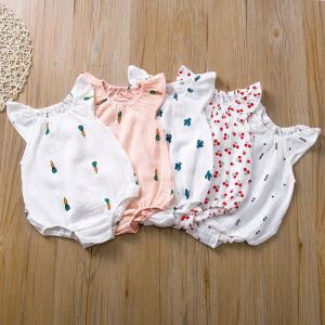 NAMBINE SECCHE BAMBINI GRANDE SUPERIMENTO Summer Unisex Girls senza maniche neonate Stampare la tuta per la tuta per bambini in cotone in cotone abiti morbidi abiti morbidi