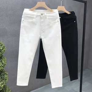 Men's Jeans 2023 Spring and Autumn New Classic Fashion Solid Color Elastic Casual Jeans Mens Comfortable High-Quality Small Foot Pants 36 240423