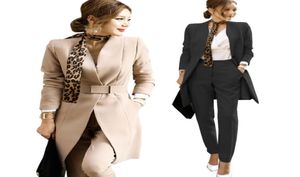 Women039S Двухклассные брюки Women Business Suits 2021 Мод Элегантный Topslong Office 2 Sets Ladies Formal Work Wear High Qualit6193157