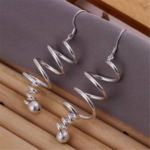 Dangle Küpeler Güzel 925 Sterling Gümüş Yaratıcılık Spiral Kadın Moda Takı Zarif Uzun Noel Hediyeleri